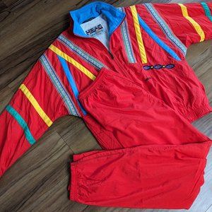 VTG 90's Head Retro Windbreaker jacket pants Set Track Suit Red Large Lined